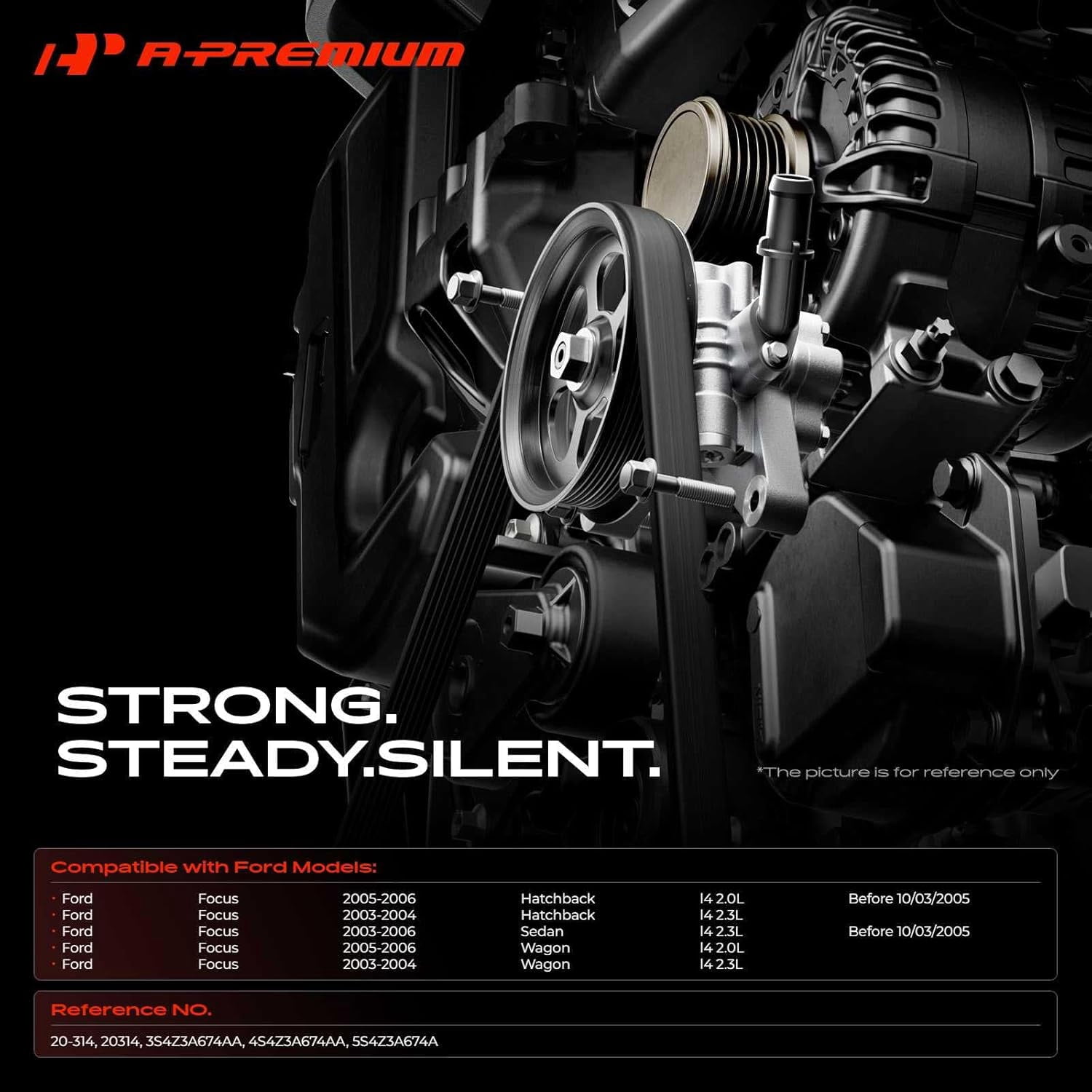 A-Premium Power Steering Pump Without Reservoir Replacement for Ford Focus 2003-2006