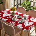 thumbnail image 3 of Valentine's Day Table Cloths for 3 Foot Rectangle Tables, White Heart Love Red Modern Minimalist Patio Waterproof Elastic Fitted Tablecloths, Washable Rectangular Table Cover for Camping, 3 of 8