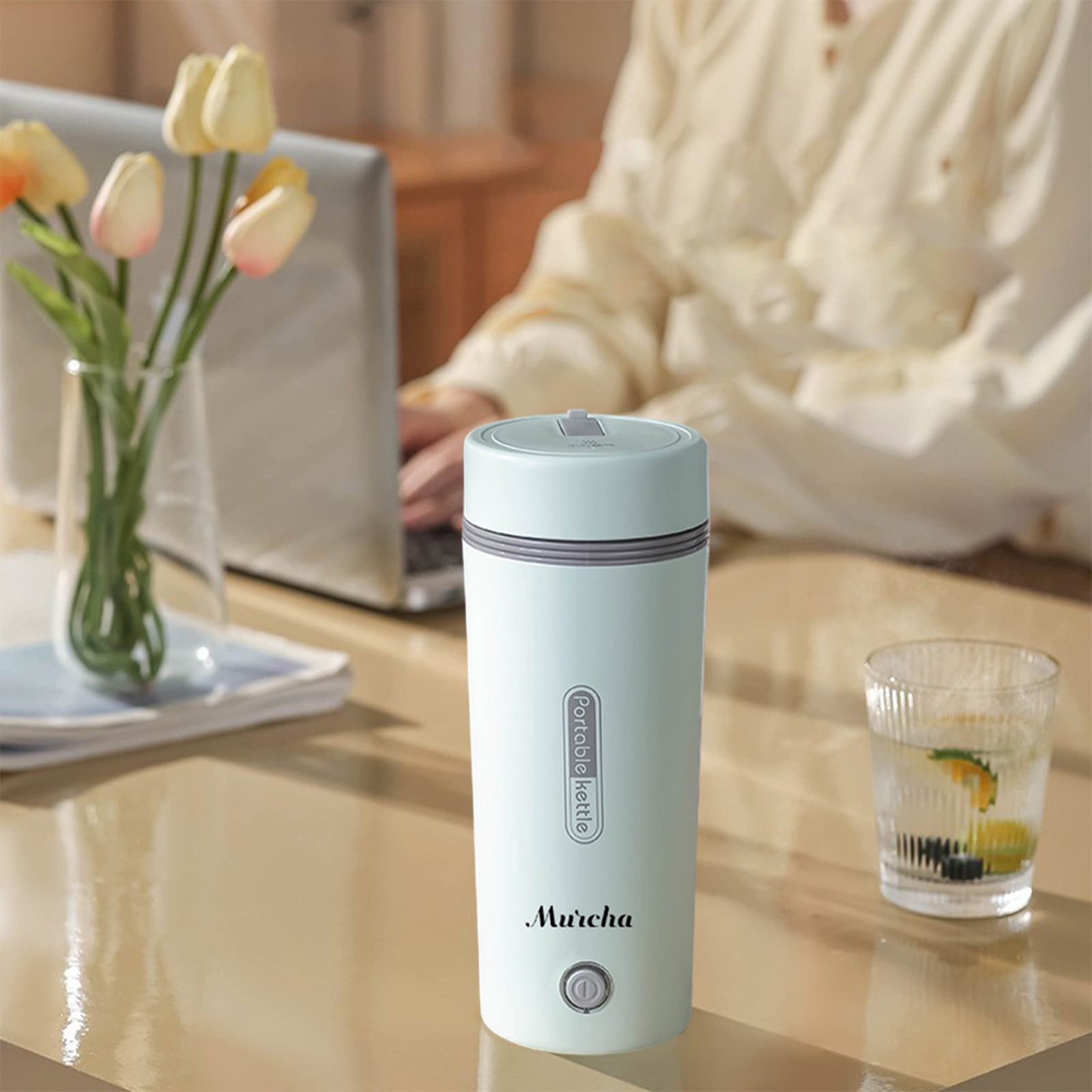 Gnmfd 3-in-1 Mini Car Kettle Portable Electric Tea Coffee Water Heater, Fast Boil Travel Kettle with Auto Shut Off for Office Hotel Outdoor
