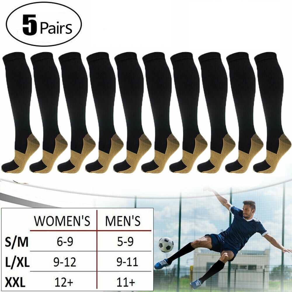 Copper Compression Socks Calf Leg Support Mens Womens Running Sport Anti Fatigue 