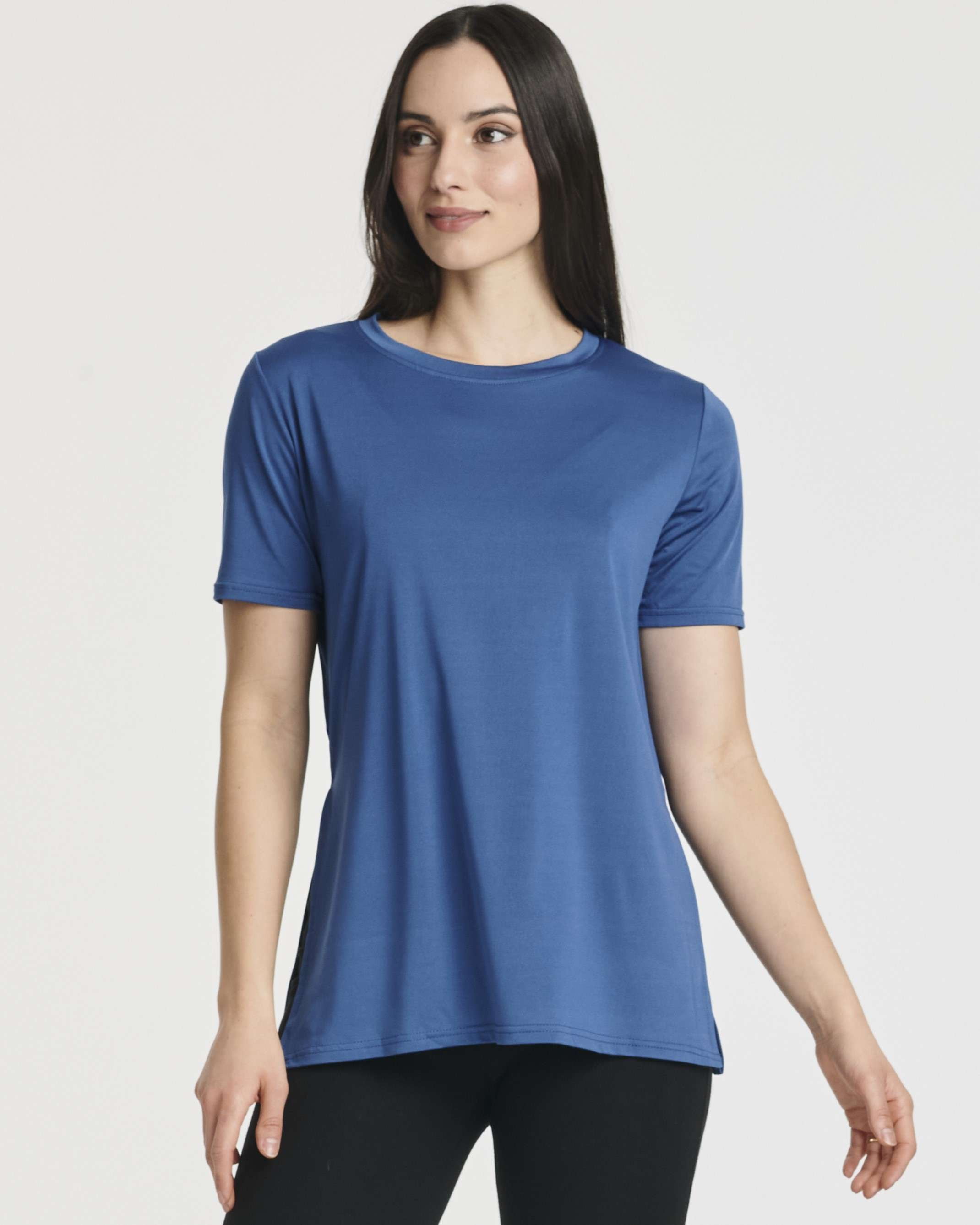 Real Essentials 5 Pack: Women's Short Sleeve Active Workout T-Shirts - Dry Fit Gym Tops with Split Hem (Plus Sizes)