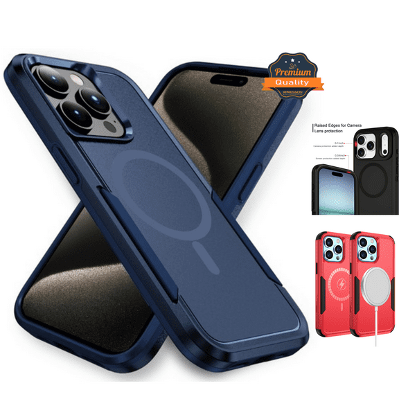 For Apple iPhone 17 Hybrid Dual Layer Case with Magnetic Back Hard PC   TPU Phone Cover – Blue