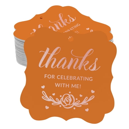 Inkdotpot Real Rose Gold Foil Thanks For Celebrating With Me Birthday Tags Favor Bracket Shape Hang Pack Of 100 Paper Tags
