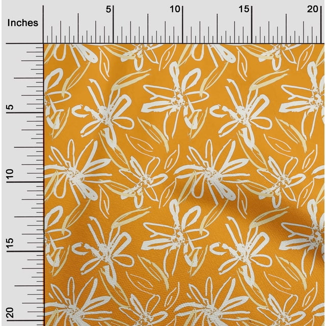 oneOone Polyester Spandex Orange Fabric Florals Sewing Craft Projects Fabric Prints By Yard 56 Inch Wide-IFG