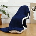 Comtest Chunky Knit Blanket Throw Blanket, 47 "x 59", Navy