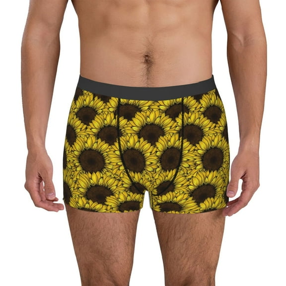 Honeii Sunflowers 3 Men's Underwear Boxer Briefs Pack, ComfortSoft Boxer Brief for Men, Moisture-Wicking Breathable-Small