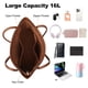 thumbnail image 4 of Bolso de mano Utenwat, tamaño grande, 16 L, piel vegana para mujer, color marrón oscuro, 4 of 6