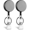 thumbnail image 1 of 2-Piece Retractable Badge Clip, 27 Inch Metal ID Badge Clip, Retractable Badge Clip with Belt Clip and Key Ring, Retractable Badge Reel for Doctors and Nurses, and ID Holder Reel, 1 of 7