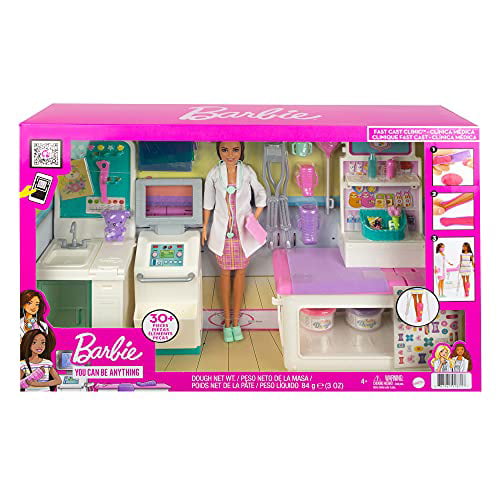 Doctors Coat & Clinic Playset Brunette Doctor Doll Barbie Fast Cast Clinic 