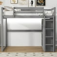 thumbnail image 4 of Wood Full Size Loft Bed with Built-In Wardrobe and Storage Shelves, Led Light, Gray, 4 of 9