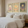 thumbnail image 3 of 3pcs Sun and Star Celestial Canvas Wall Art Vintage Tarot Astrology Wall Decor Full Moon Lotus Poster Canvas Painting Prints for Bed Room Living Room Apartment Bath Room Study room Home, 3 of 6
