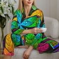 thumbnail image 6 of Fotbe Multicolored Beautiful Flower Pattern Long Sleeve Pajama Set for Women,Sleepwear Set,2-piece Loungewear Set,Soft PJs Comfy Nightwear with Pockets -Small, 6 of 7
