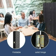 4-Panel Room Dividers and Folding Privacy Screens Partition Walls Wooden Screen Portable Freestanding Privacy Wall for Home Office, Black