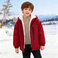 thumbnail image 3 of Swanpen Boys Winter Lined Hooded Jacket, Color Block Windproof Thick Padded Coat, Warm Thermal Kids Outerwear for Cold Weather, 3 of 5