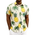 thumbnail image 3 of UVEASISHA Mens Short Sleeve Hawaiian Shirts Casual Pineapple Palm Tree Printed Button Down Shirt Summer Tropical Beach Vacation Clothes Birthday Gifts for Dad Yellow L, 3 of 8