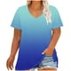 thumbnail image 1 of Camiseta de Base de Impresión de Manga Corta con Cuello en V para las Mujeres, Más Tamaño Estante de Imitación Casual Superior, 1 of 9