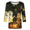thumbnail image 5 of SDNall Womens Halloween Shirts Cute Ghosts Print Cute Funny Graphiccrewneck 3/4 Sleeve Tops Halloween Gift T Shirt (S-XXXL,Black), 5 of 5