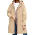 thumbnail image 5 of Wensltd Women Fashion Fleece-Lined Hooded Jacket Long Sleeve Zip Pockets Casual Loose Daily Wear Warm Outerwear, 5 of 6