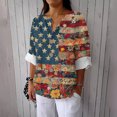 thumbnail image 2 of Vestidos Casuales Para Mujer, Blusas De Mujer De Moda Blusa holgada de lino con cuello en V, manga tres cuartos y botones decorativos para mujer., 2 of 5