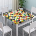 thumbnail image 3 of Rainbow Checkered Pattern Square Fitted Tablecloth with Elastic Edge,Square Table Cover,Washable Elastic Table Cover for Home Kitchen Party Decor 36"x36", 3 of 6