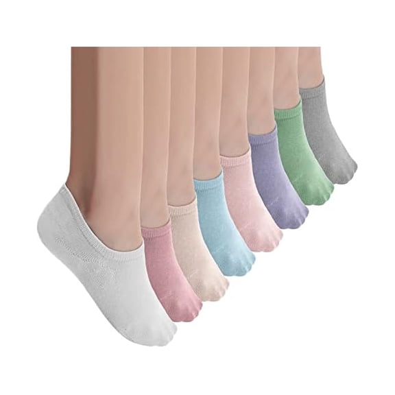 Eryueer No Show Socks for Women Size 4-7/7-10/10-13 Invisible Low Cut Cotton Breathable Liner Socks With Non Slip Grips