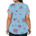 thumbnail image 6 of KDDYLITQ Womens 250 Anniversary Usa Shirts Patriotic Red White and Blue Short Sleeve Blouses American Birthday 250th Birthday Liberty Tees National Flag Print Fashion V Neck Tops Multicolor 4XL, 6 of 6