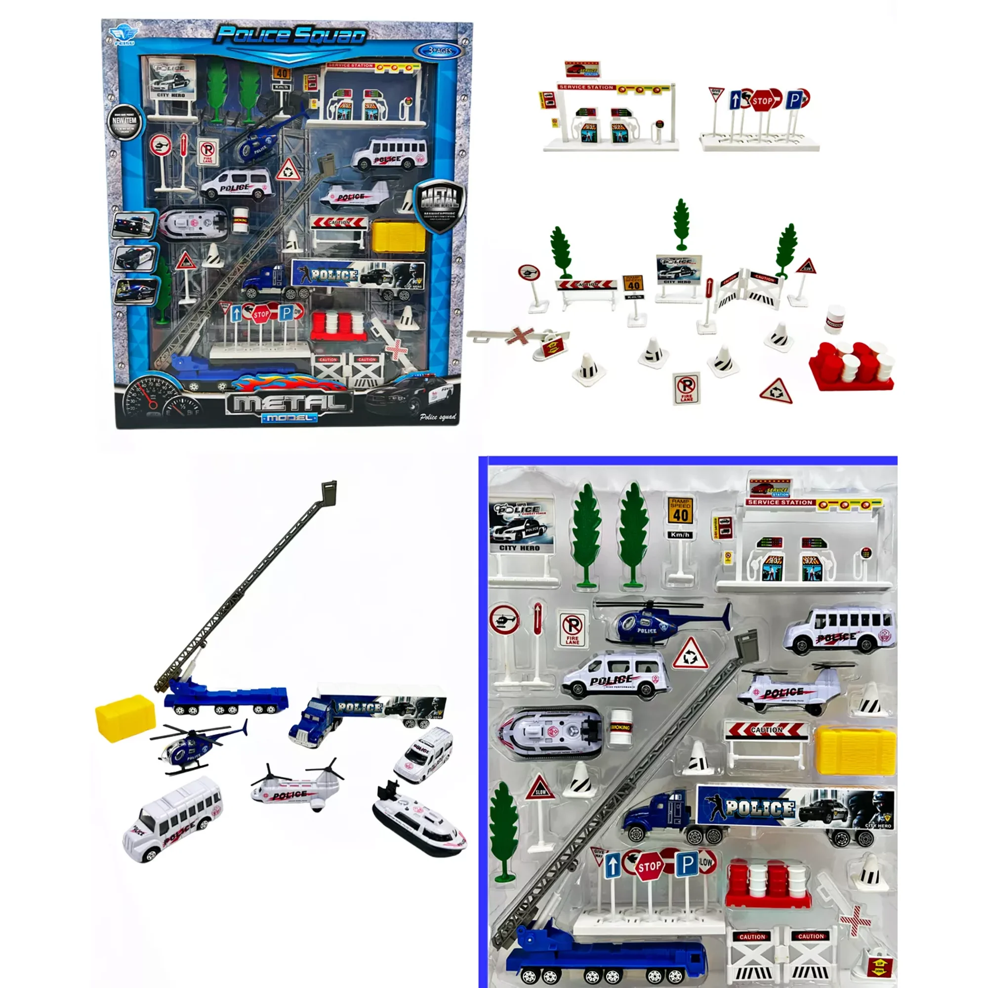 BIG DADDY 40 Piece Mini 911 Serve Protect Squad Unit Patrolling Trucks and Cars Accessories Playset