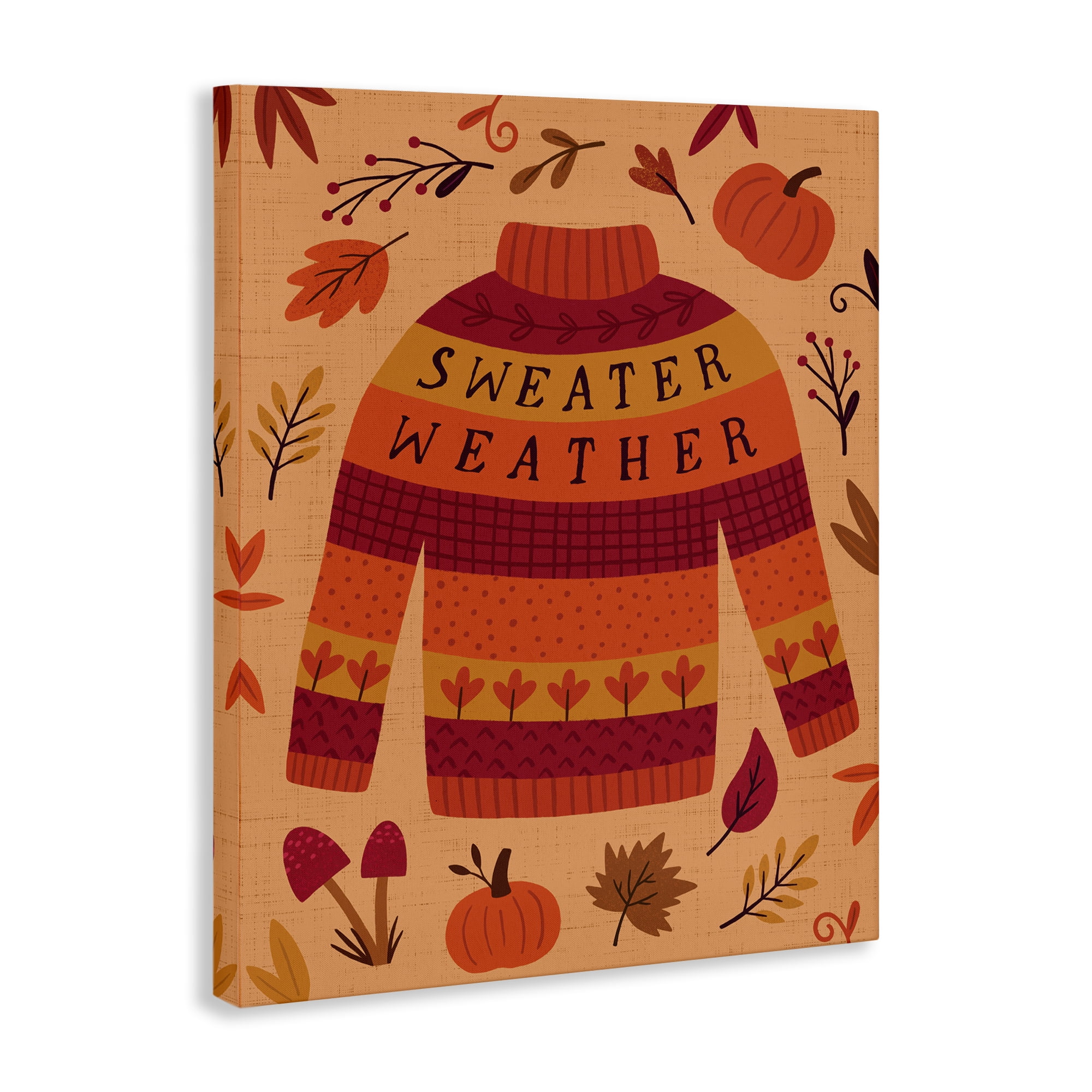 Stupell Industries Sweater Weather Cozy Fall Holiday Painting Wrapped Canvas Art Print Wall Art, 30 x 40