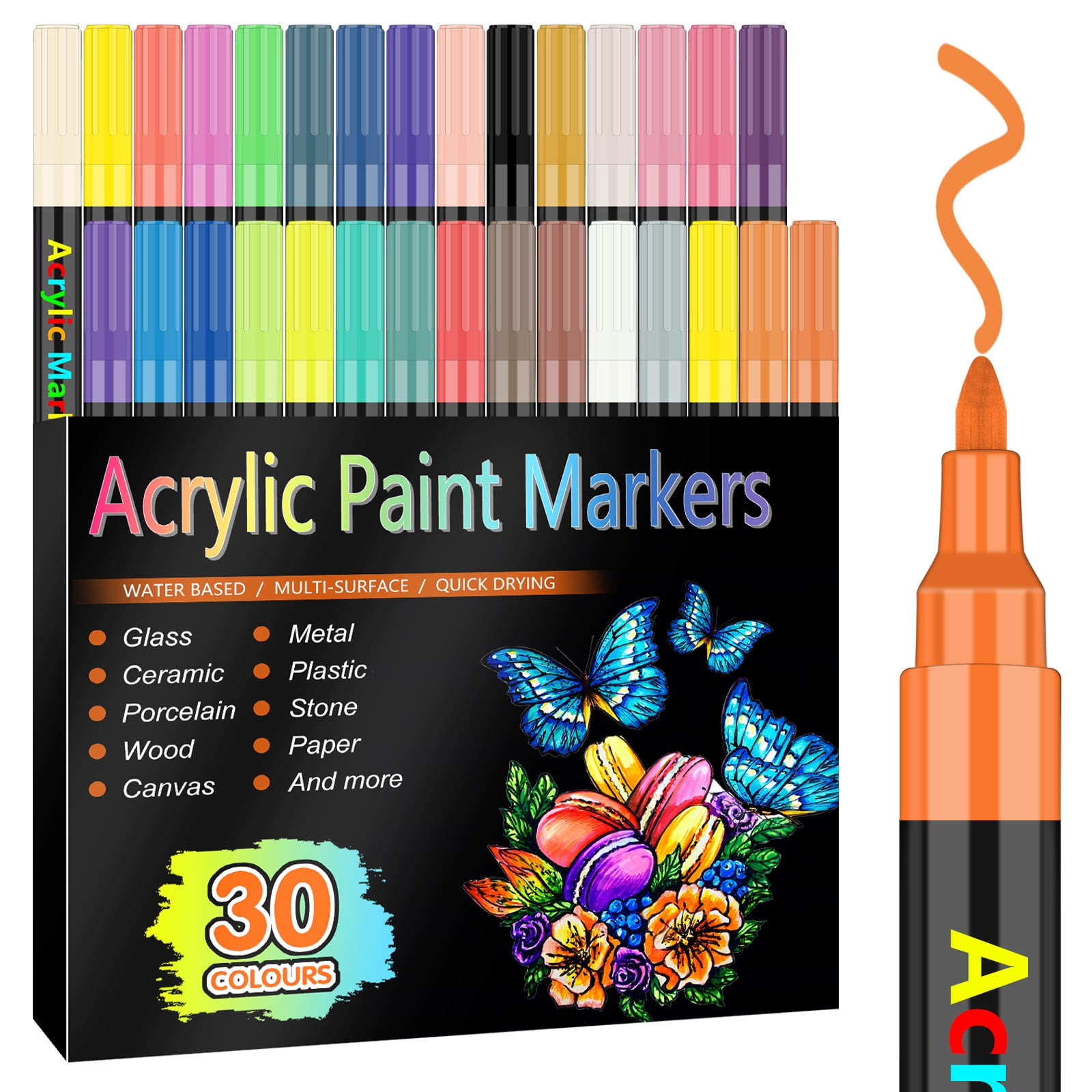 Paint Markers 12 Colors Acrylic Paint Pens Acrylic Paint Markers For Rocks  Wood Fabric Canvas Glass Ceramic Scrapbooking Supplies Medium Tip Paint  Markers For Adults - Temu