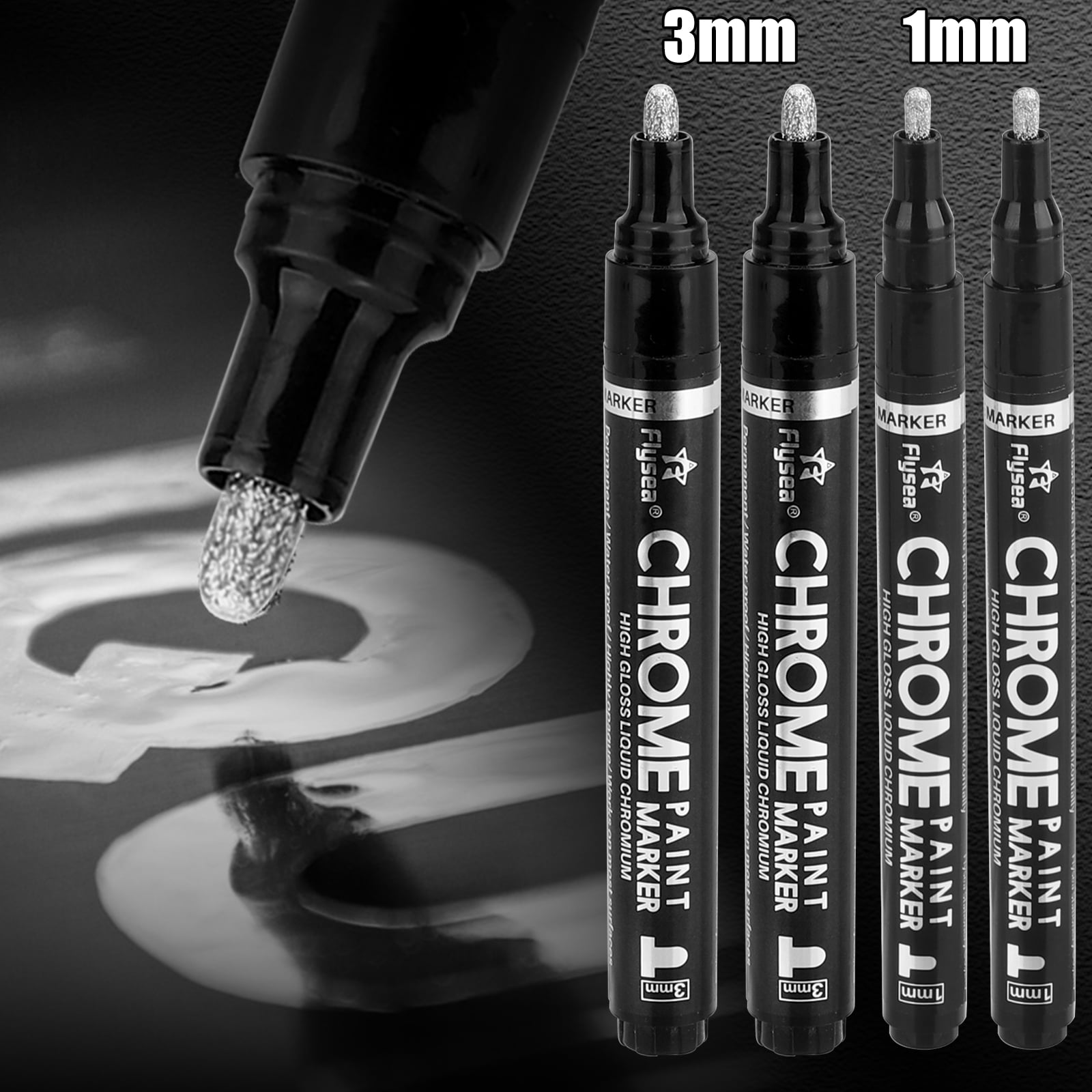 Liquid Chrome Marker Set, EEEkit 4Pcs Oilbased Paint Marker Pen
