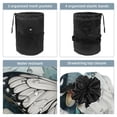 thumbnail image 3 of PhooArto Large Barrel Drawstring Makeup Bag, White Butterfly Flowers Travel Cosmetic Bag Portable Make Up Organizer Bag, 3 of 6