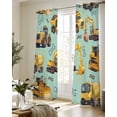 thumbnail image 5 of Construction Truck Sheer Curtains 84 Inch Length 2 Panels Set for Living Room/Bedroom, Cartoon Grips and Bulldozers Green Kitchen Curtains Grommet Semi-Sheer Curtains Window Treatments 52"x84"x2, 5 of 7