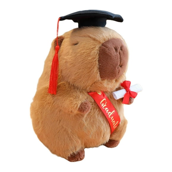 lionlar Graduation Capybara Doll Capybara Toy Cute Height 9.84inch ies Toy Stuffed Animals for Living Room Kids Party Boys Browm