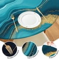 thumbnail image 4 of Blue Gold Wave Marble Pattern Round Fitted Tablecloth with Elastic Edge,Dining Table Cover Waterproof,Outdoor Round Tablecloth for Camping,Dining,Indoor and Outdoor, 4 of 7