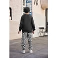 thumbnail image 3 of Arshiner Boy 2Pcs Fall Winter Clothes Color Block Crewneck Sweatshirt and Pants Sweatsuit, 3 of 6
