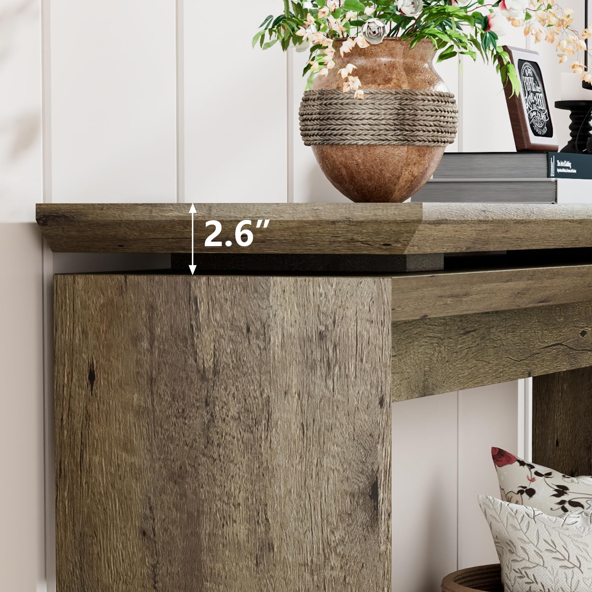 Farmhouse Console Table, 58'' Long Entryway Sofa Table, Narrow Wood Hallway Table for Living Room Behind Couch