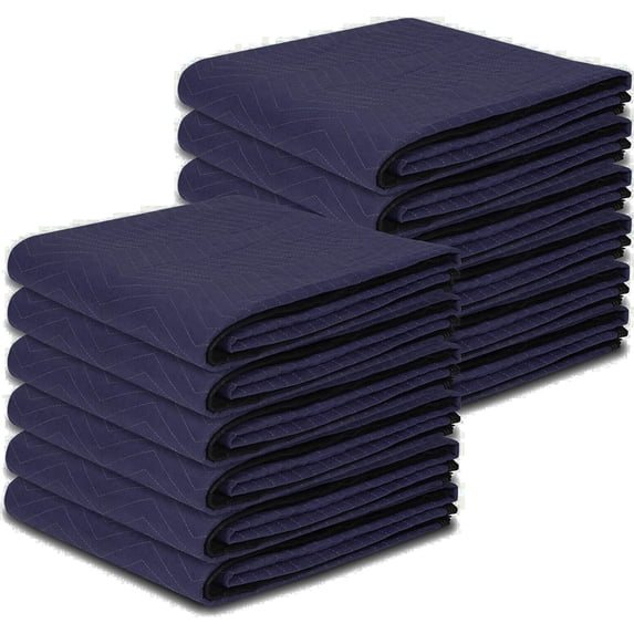 Couver Moving Storage -Packing Blanket / Tarps, 80" x 72" Durable Polyester Material , Midnight 6 Packs