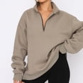 thumbnail image 1 of Sudadera Jersey básico con media cremallera, estilo deportivo, traje informal de calle de Color sólido para mujer Cgtredaw Marrón T M para Mujer, 1 of 5
