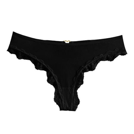 

Felwors Panties for women Strap Lace Thong Underwear Hot And Seductive Breathable Ice Silk Panties With Lace Trim