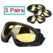 SAYFUT 3 Pairs Ski Goggles, Skate Glasses Over Glasses Winter Snow Outdoor Sports Skiing Snowboard Goggles with Anti-Fog, 100% UV, Helmet Compatibility for Unisex Women Men