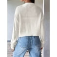 thumbnail image 4 of Women'S Long Sleeve Button Front V-Neck Soft Knit Cardigan Sweaters White L, 4 of 9