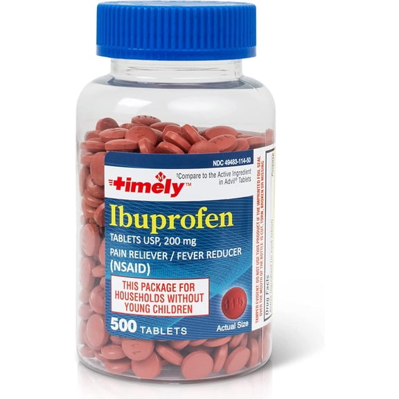 Timely Ibuprofen Tablets - 200 mg Pain Relief Fever Reducer - 500 Count