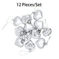 thumbnail image 2 of Advancent 12 Uds. De bolas de árbol de Navidad en forma de corazón, adornos navideños, hermosas vacaciones, decoración festiva para el jardín del Kits de decoración para fiestas Plata Advancent HA061473-02B, 2 of 6