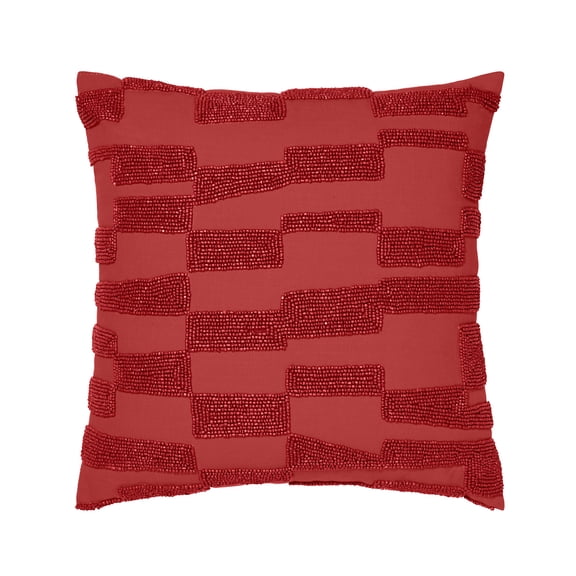 Temi Coker for Walmart Beaded Decorative Pillow, 20" x 20", Red