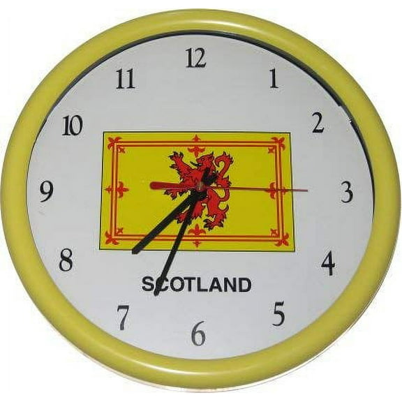 World Flags Direct Two Flag of Scotland Lion Clocks - Lot of 2 Scottish Theme Wall Clocks and Timepieces (White Frame)