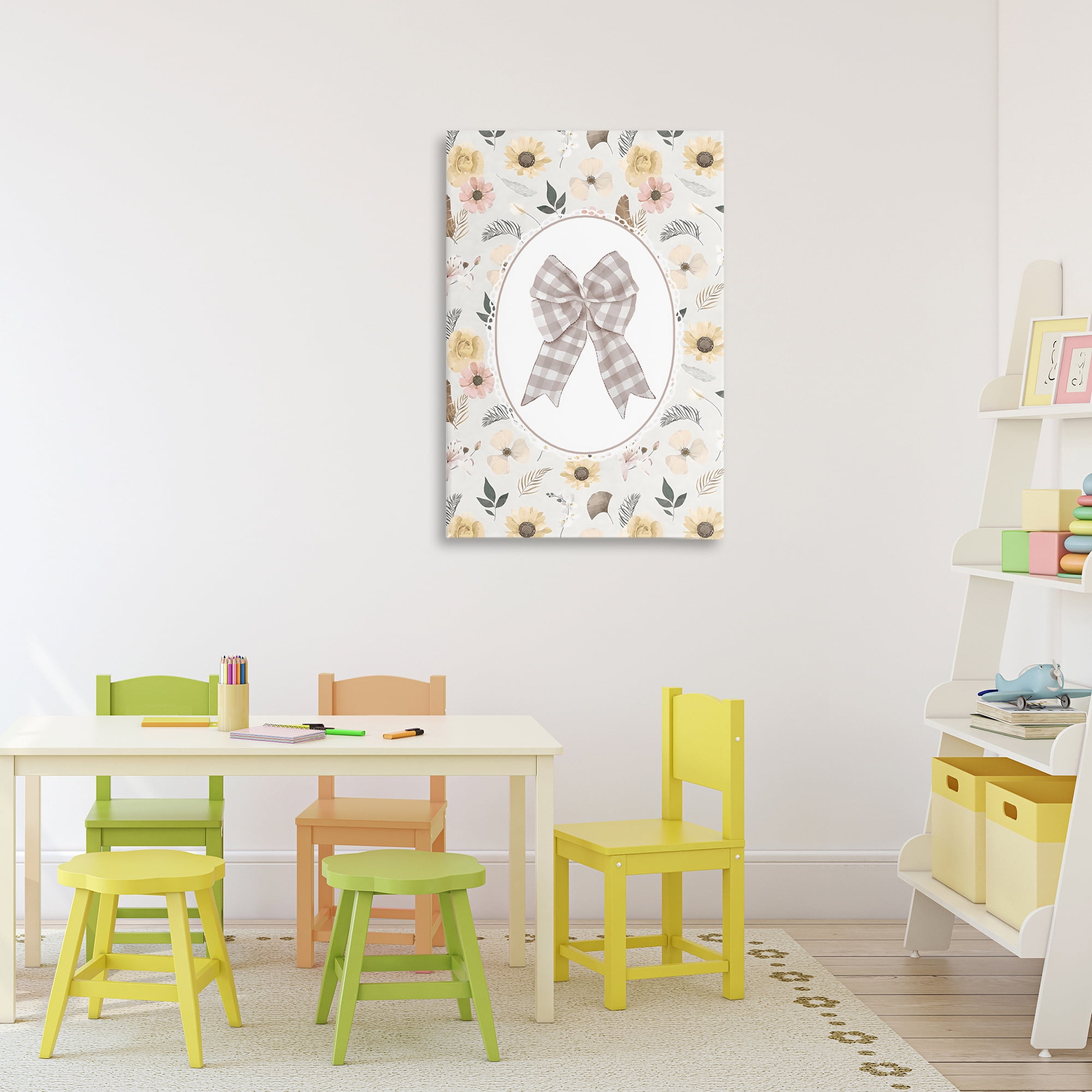 Stupell Industries Sunnyside Bow in Gingham Canvas Wall Art, design by Ink Drop Loft