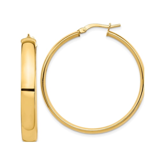 14K Yellow Gold High Polished 5mm Hoop Earrings Made In Italy tf1404