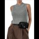 thumbnail image 1 of Suéter de Punto de Verano para Mujer, Camiseta Sin Mangas con Cuello Redondo de Crochet, Blusa Informal Sin Mangas con Aberturas Gris M, 1 of 9