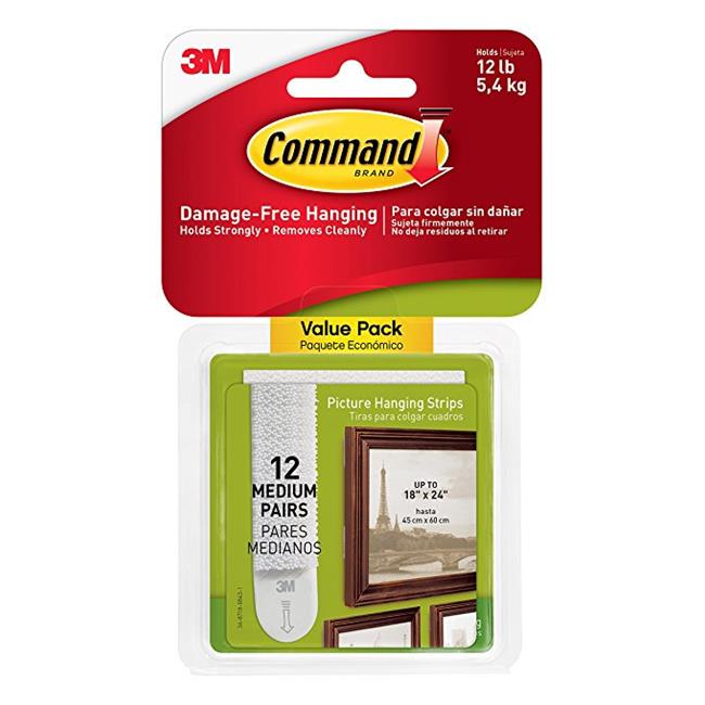 3M CHS1250 17204 Command Picture Hanging Strips, White Medium