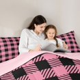 thumbnail image 5 of Homewish Fashion Abstract Adult Full Size Comforter Sets, Square Patchwork Bedding Comforter Set, Vintage Black Pink Buffalo Reversible Bedding Sets, Breathable Home Decor, 3-Piece, 5 of 8
